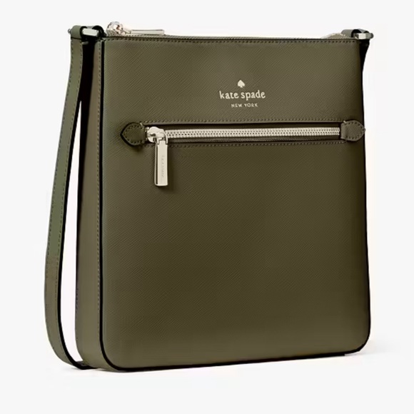 Sadie Large Crossbody Kate Spade Green Seaweed Purse with exterior pocket - Picture 1 of 6